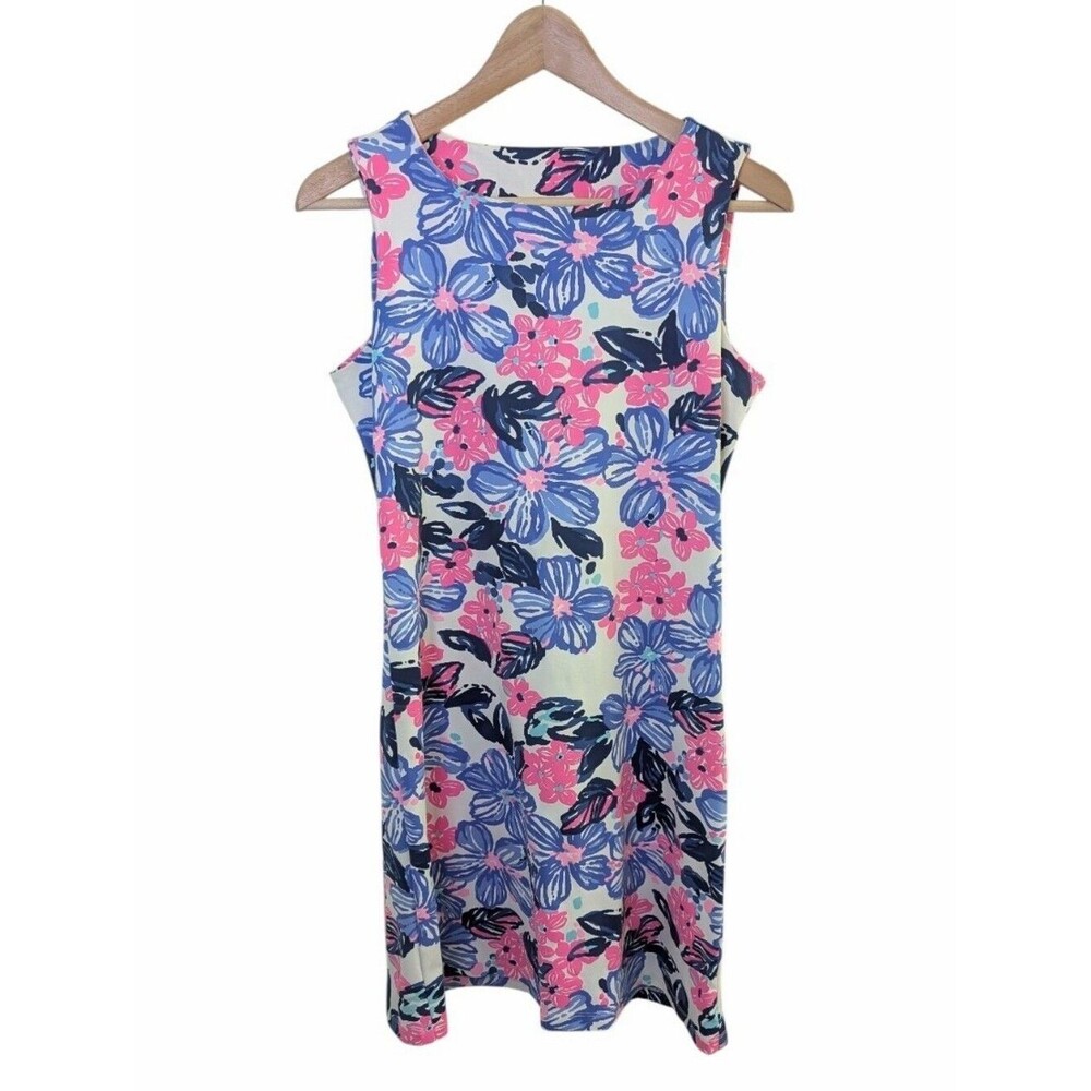 Mahi Gold Ryder Pink & Blue Floral Sleeveless Shift Dress Medium
